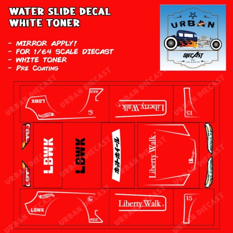 hot wheels decal white toner silvia s15 lbwk red edition