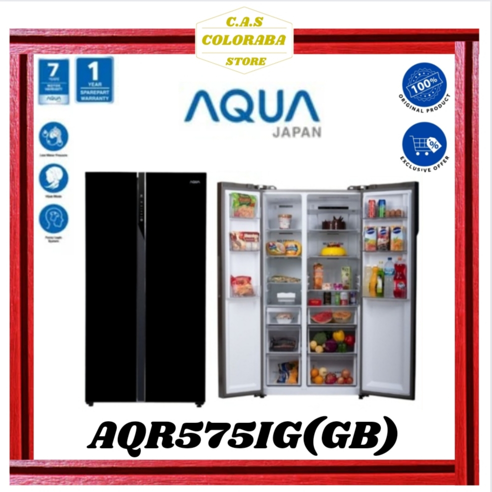KULKAS AQUA JAPAN AQR575IG(GB) KULKAS SIDE BY SIDE INVERTER AQR575IG AQR575 575IG(GB) AQR 575 IG GB
