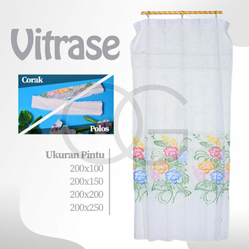 Gorden Vitrase Putih Murah UK tinggi 200 lebar 200 bermotif