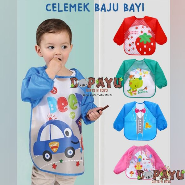 Celemek Baju Bayi dan Anak Apron Makan Baby Bib Plastik Waterproof