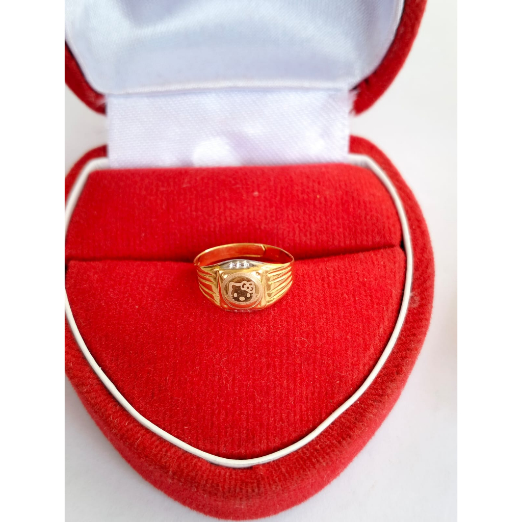 Cincin anak perempuan bisa dibesar kecilkan cincin emas asli cincin bayi cincin motif hello kitty lucu