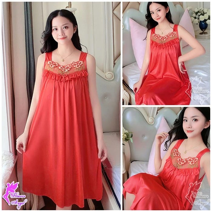 Ay00! Laris - Daster jumbo wanita LD 120 cm / Lingerie sexy PY 352 XXL motif brukat bahan Poly