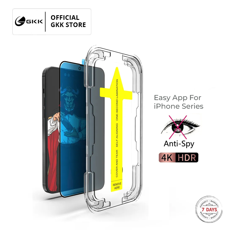 GKK Superfit Tempered glass iPhone 7 8 X XR Xs Max 11 12 13 14 Pro Max Easy Install Anti Gores Anti Spy Image 2