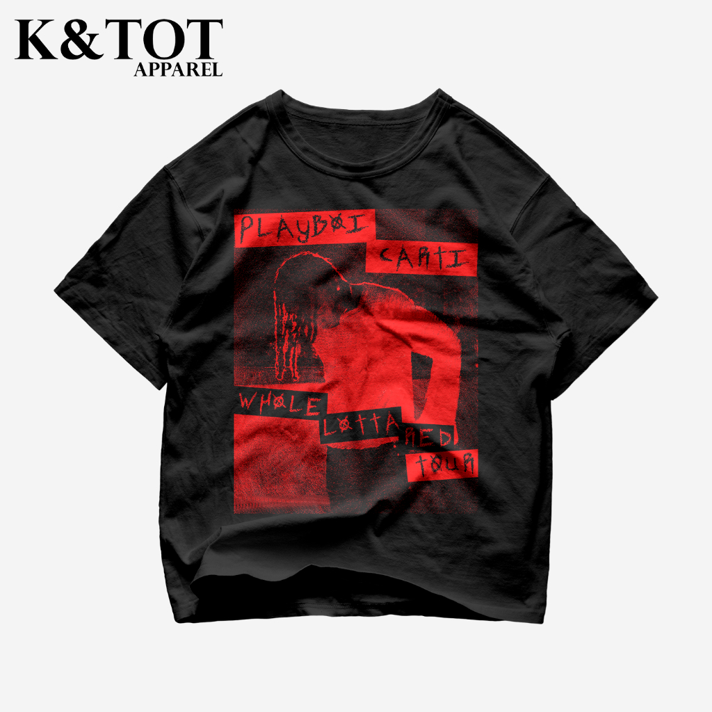 KNTOT - KAOS BAJU PLAYBOI CARTI WHOLE LOTTA RED TOUR RAP TEE RAPPER | TSHIRT OVERSIZE VINTAGE HITAM 