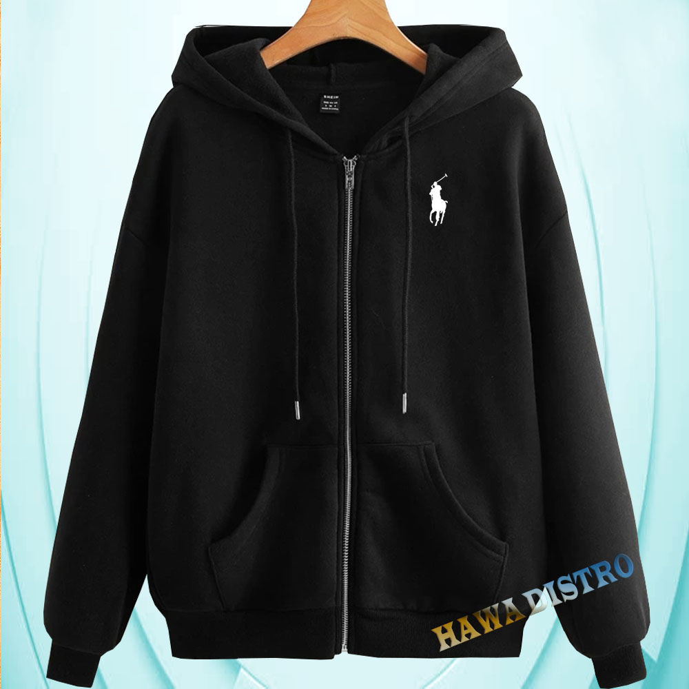 Bisa COD –Jak4t Resleting Polo Kuda Putih / Sweater Hoodie pria Kupluk&wanita Premium/J4ket Musim Di