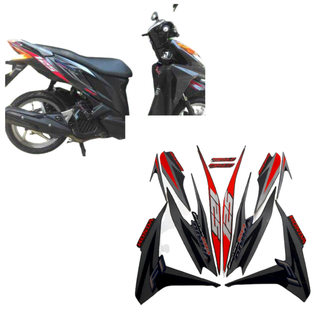 STIKER STRIPING LIS LES BODY MOTOR HONDA VARIO CBS 125 FI 2013 ISS FULL HITAM 1SET STANDAR FULL SET