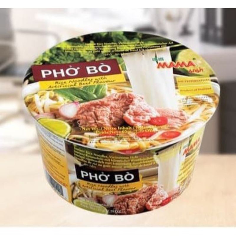 

MAMA PHO BO Rice Noodles Beef Flavour 65gr MAMA PHO BO Rice Noodles Beef Flavor