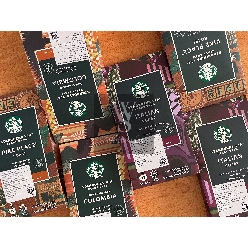 

12 Sticks - Starbucks VIA Instant Coffee Brew Me Flavoured Caramel Caffe Mocha Vanilla Latte Black Kopi Biji Instan Excelso Arabica Robusta Espresso Iced Teavana Italian Roast Colombia Pike Place Mint Citrus Earl Grey English Breakfast Instant