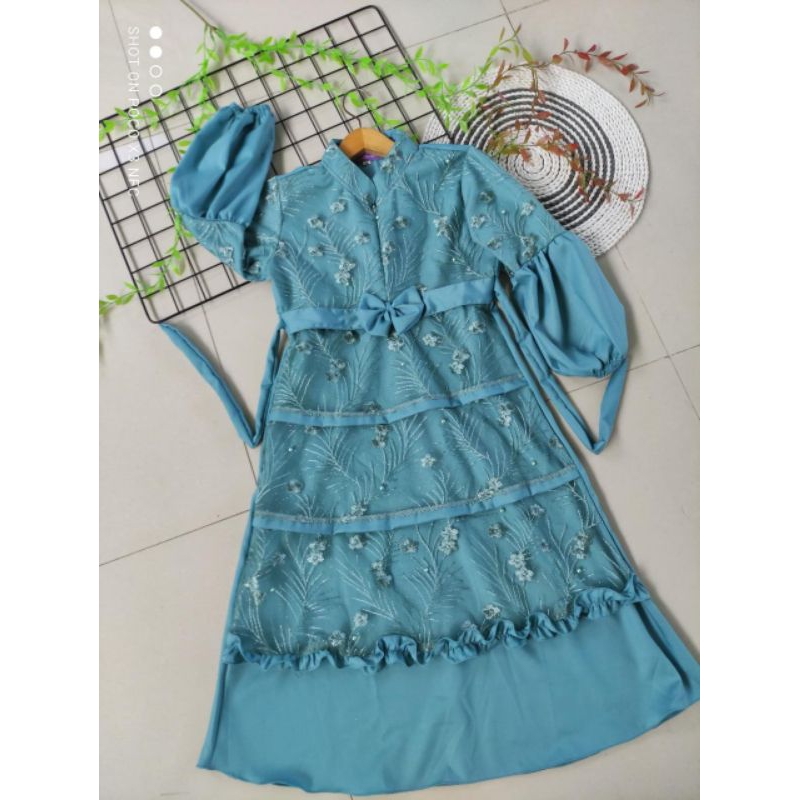 Gamis Brokat Dress burkat Anak perempuan/ Gamis mewah murah