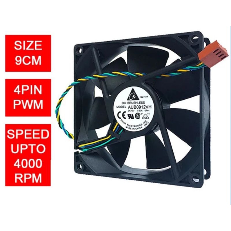 Kipas Casing Delta 9cm 90mm 4000rpm 4pin PWM fan case PC komputer DC