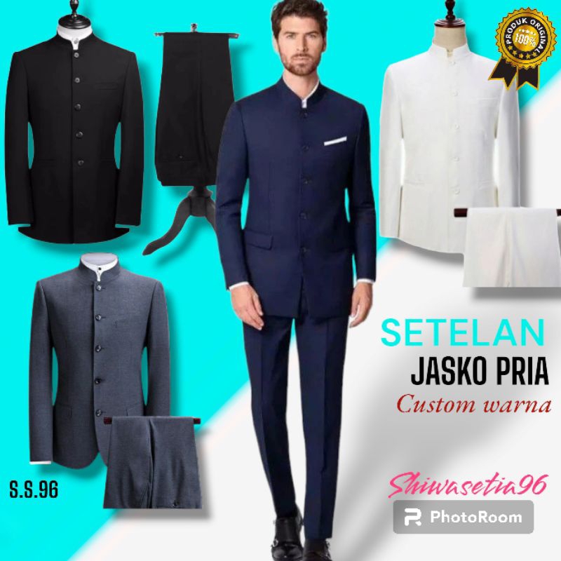 Setelan Jasko Mandarin Pria 2in1 / Jasko Pria / Jasko Shanghai One Set / Jas Koko Kerah Mandarin /Ja