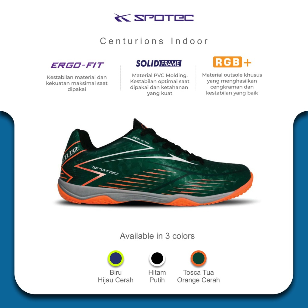 SPOTEC Sepatu FUTSAL Artikel CENTURIONS INDOOR - TOSCA TUA/ORANGE CERAH | Original Spotec