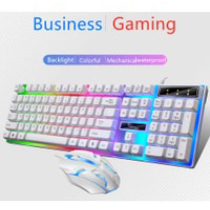Keyboard mouse gaming Putih  hitam Rgb