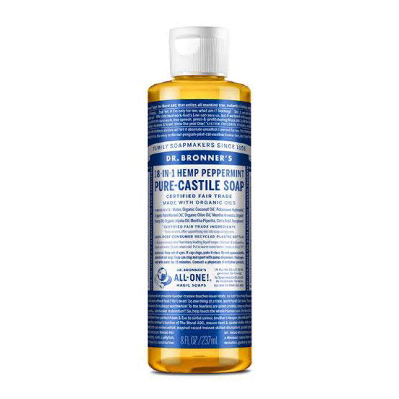 Dr. Bronner, PURE-CASTILE LIQUID SOAP Peppermint. 8 FL OZ (237ml)