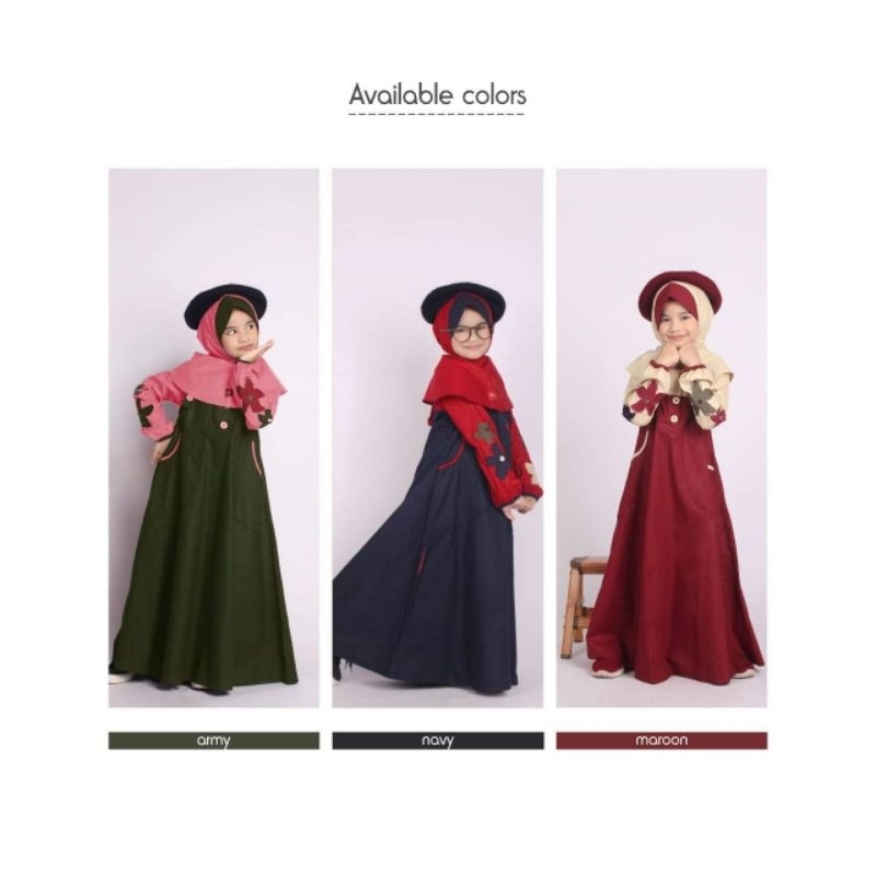 Gamis Anak Cantik Terbaru DANNIS JAPL 0105 Maroon - Navy - Army