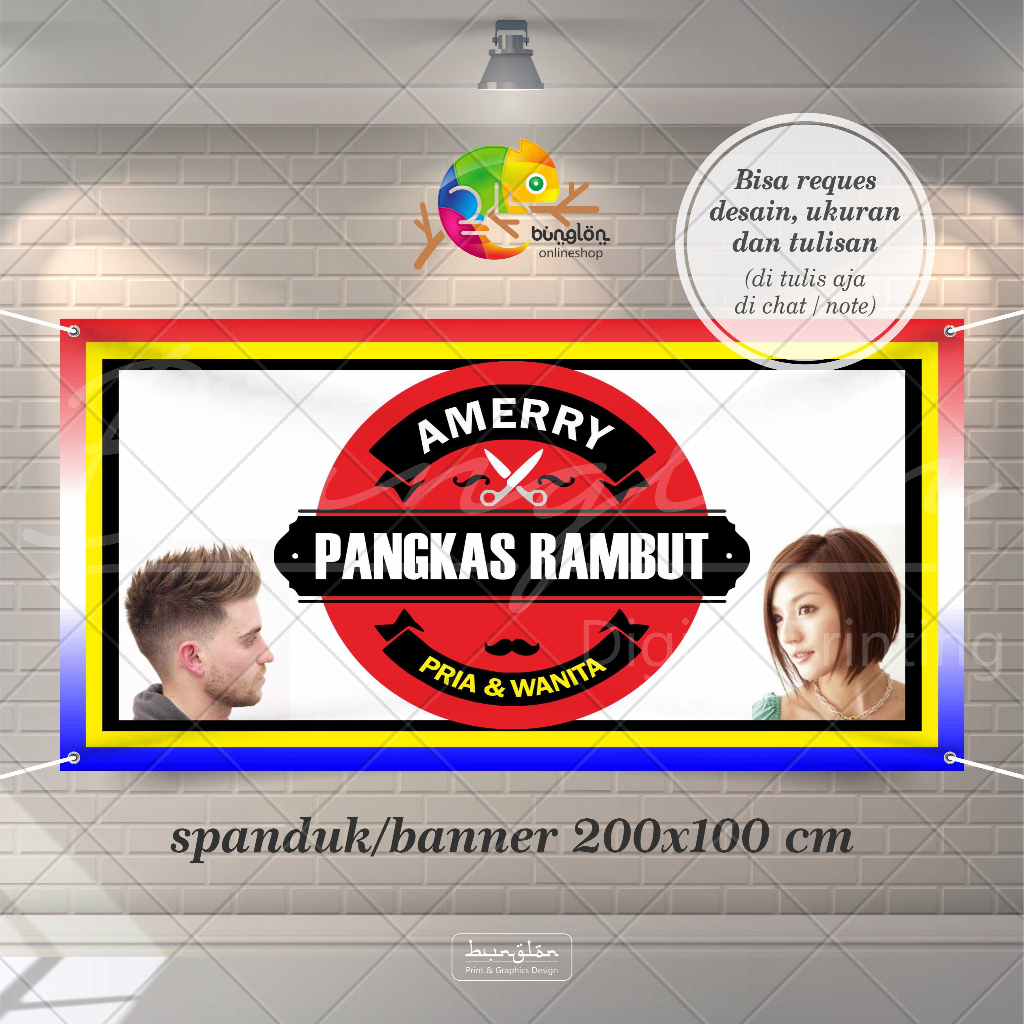 

Size 200x100 Cm Spanduk Banner Pangkas Rambut, Barbershop