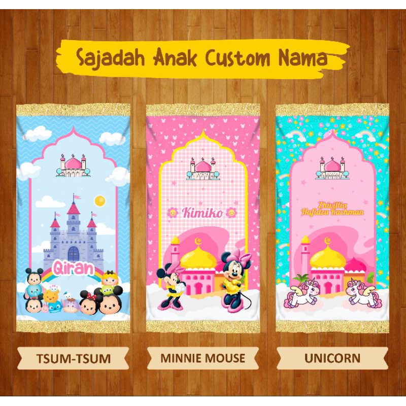 Sajadah anak karakter FREE nama