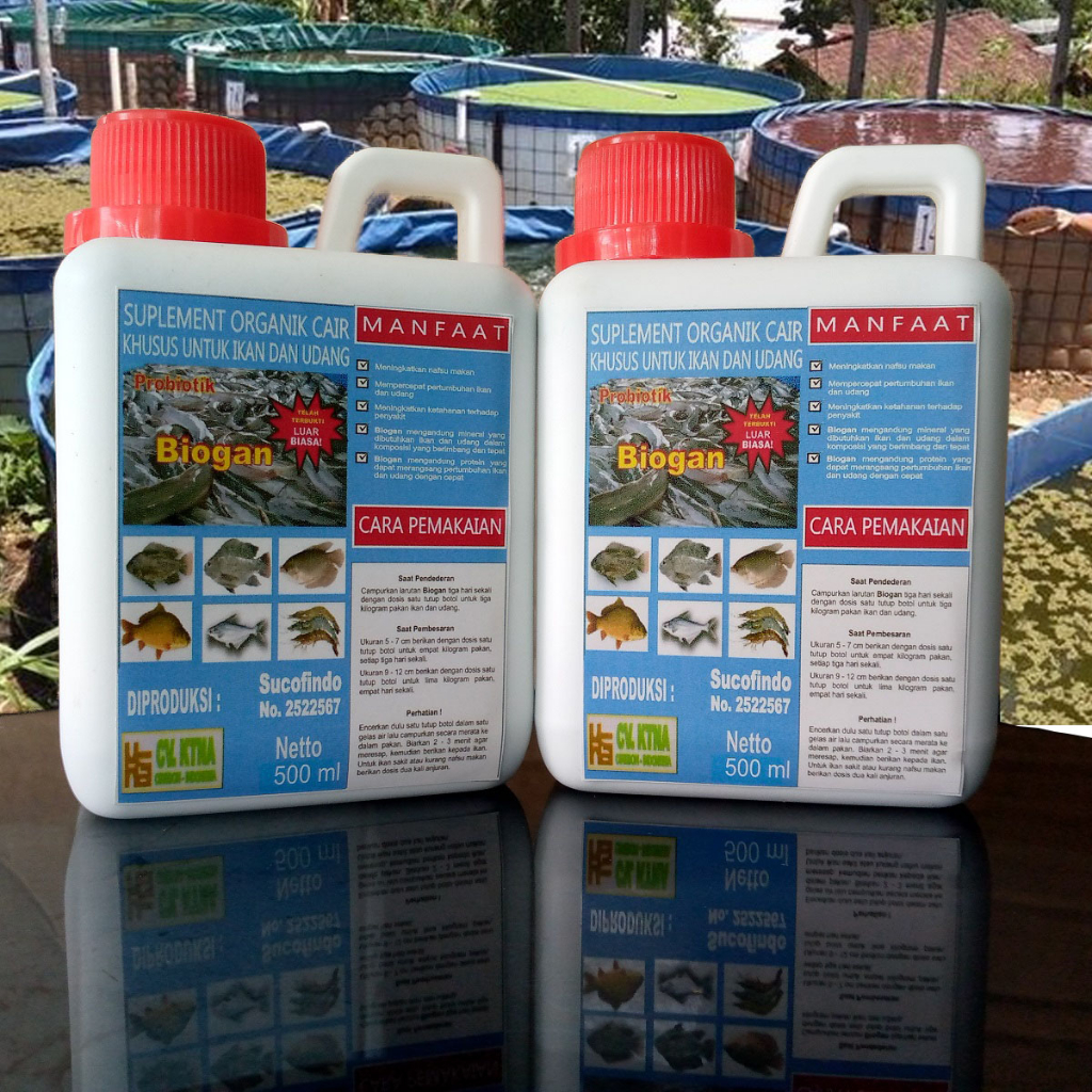 PROBIOTIK BIOGAN KHUSUS UNTUK BUDIDAYA IKAN LELE GURAME NILA KOLAM BIOFLOK 500ml