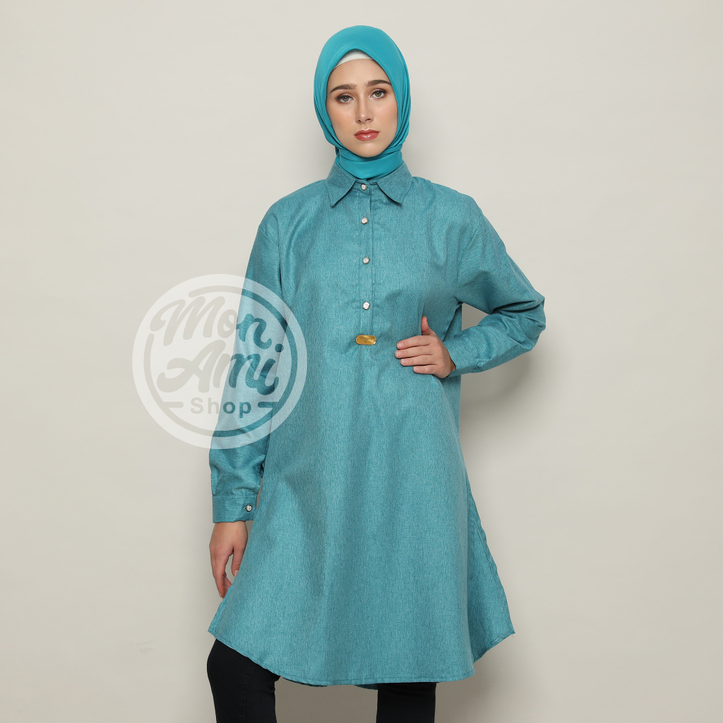 Premium Amalia Long Tunik Atasan Busana Muslim Wanita Belah Samping Bahan Katun Madinah Jumbo Ld 110
