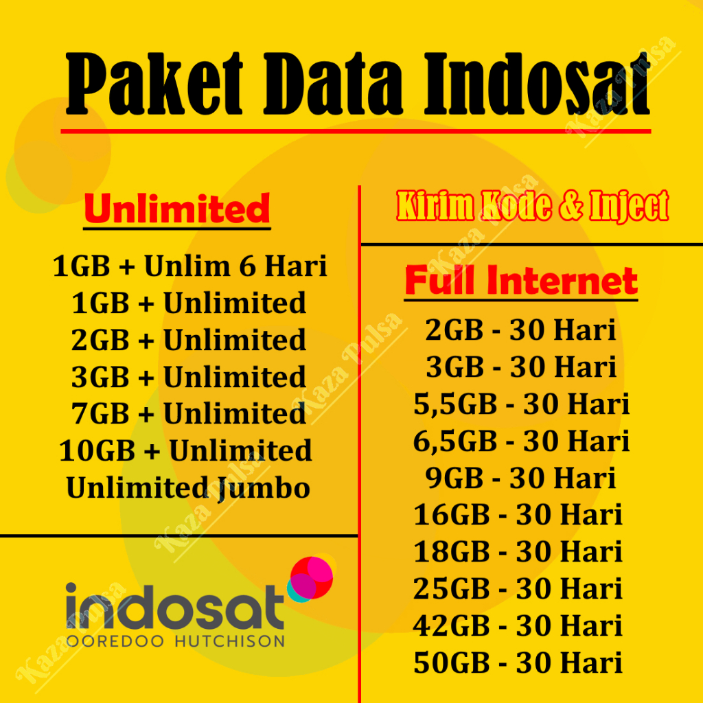Paket Data Indosat Unlimited Freedom Internet Harian New Inject Dan Voucher 1GB 2GB 3GB 7GB 10GB