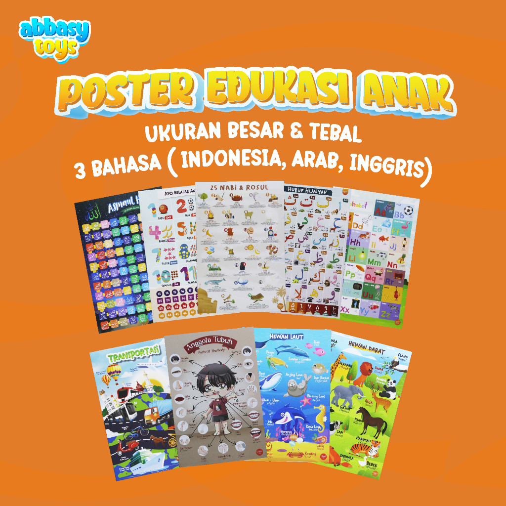 POSTER ANAK BESAR & TEBAL | POSTER DINDING GAMBAR EDUKASI ANAK | poster edukasi pendidikan anak untu