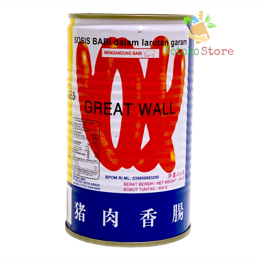 

Great Wall Sosis Babi Kaleng / Pork Sausages In Brine Great Wall 454gr