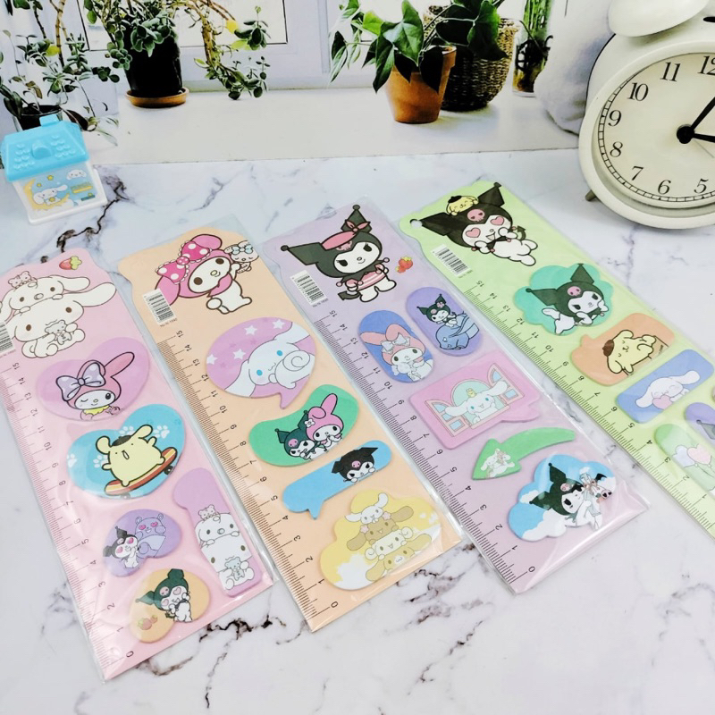

sticky notes penggaris ruler motif karakter sanrio kuromi cinamoroll melody alat tulis sekolah cute note catatan mini tempel lem kecil cute