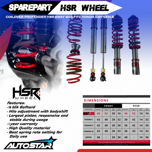 COILOVER PROFENDER HSR SWAY BAR FITZ HONDA CRV GEN.5