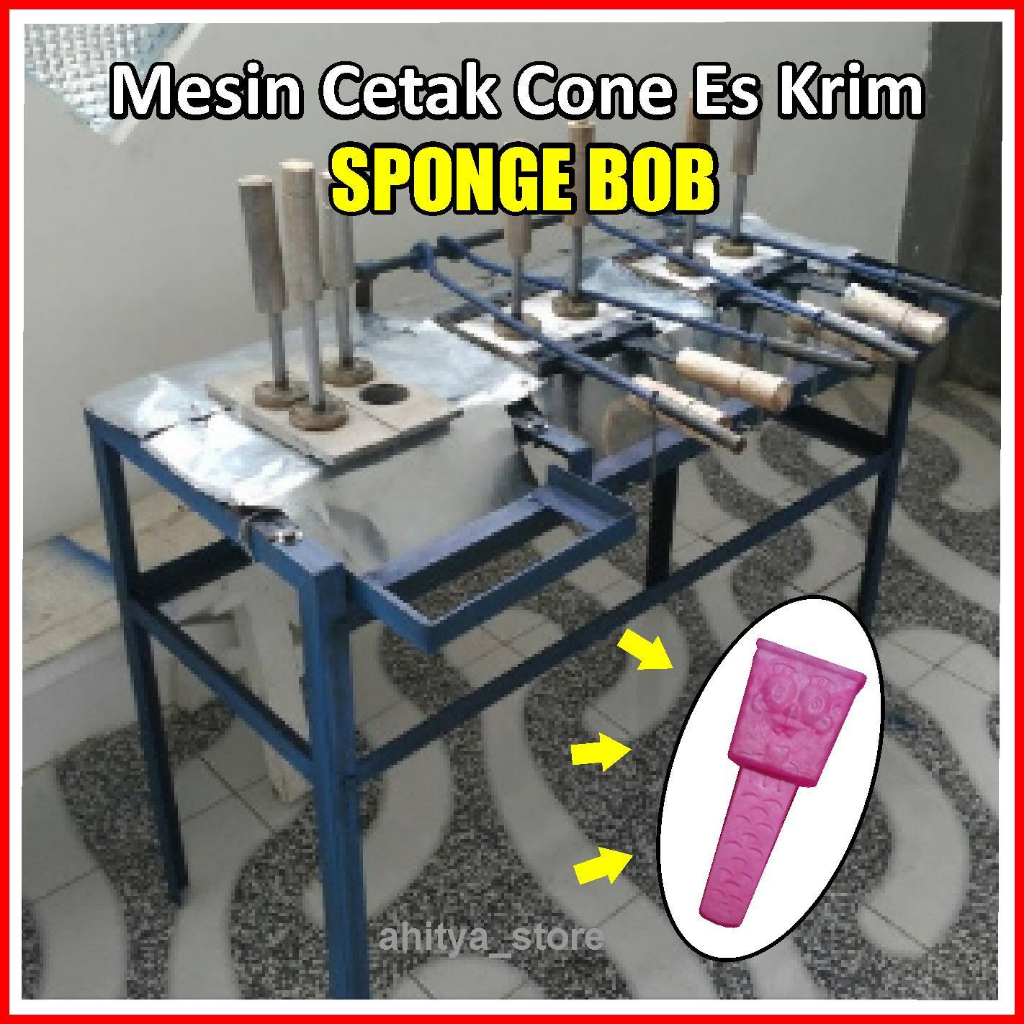 Mesin Cetak Cone Es Krim Bentuk Sponge Bob 1 Set Dengan Rangka Kondisi Second 85%