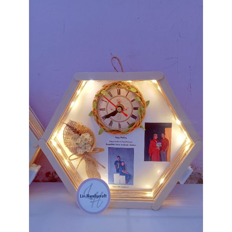 Bingkai Hexagonal Stik Unik Kado ultah, wisuda, wedding, annive ucapan