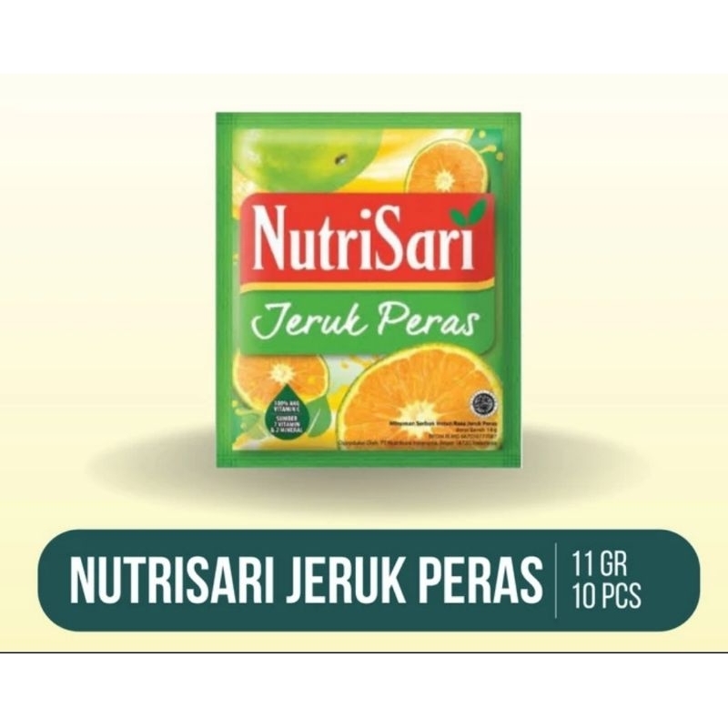 

NUTRI SARI JERUK PERAS 1 RENCENG ISI 10 SASCHET