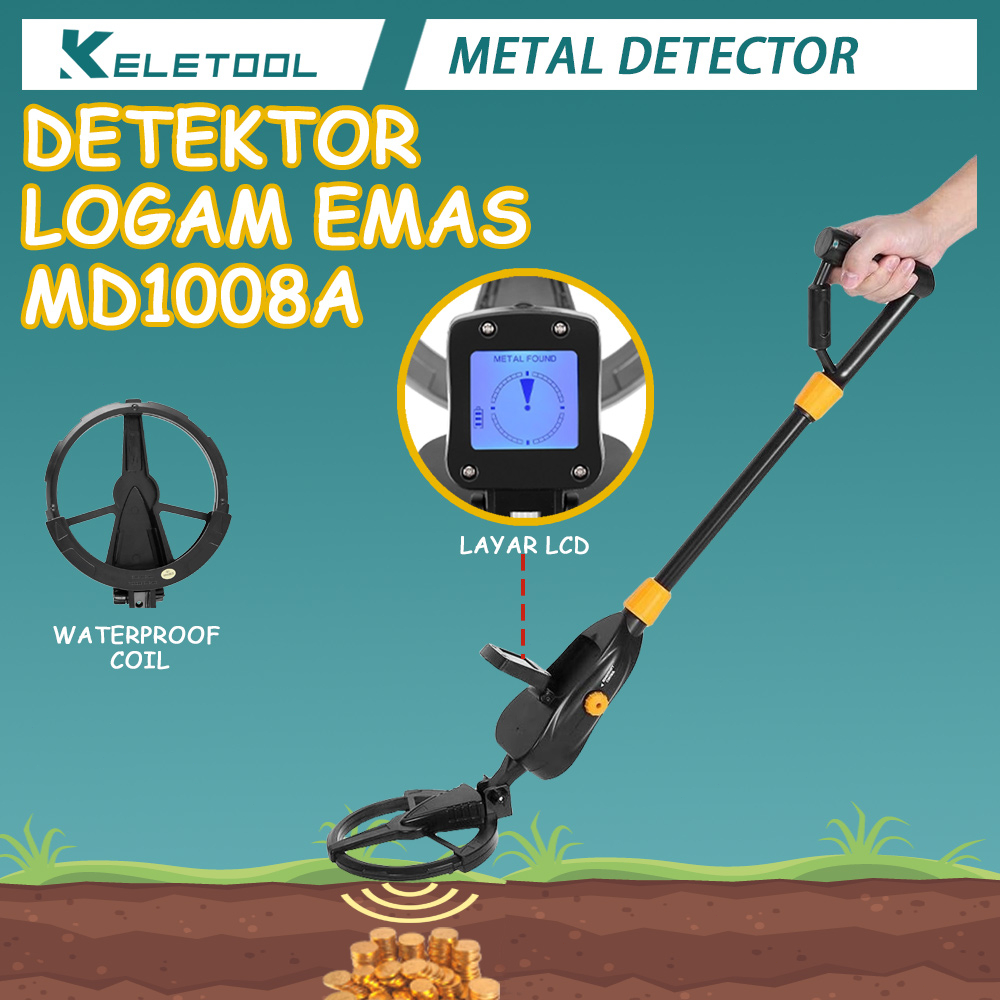 Keletool MD1008A Pendeteksi logam dan emas Metal Gold detector Pencari emas logam Detektor Logam sen