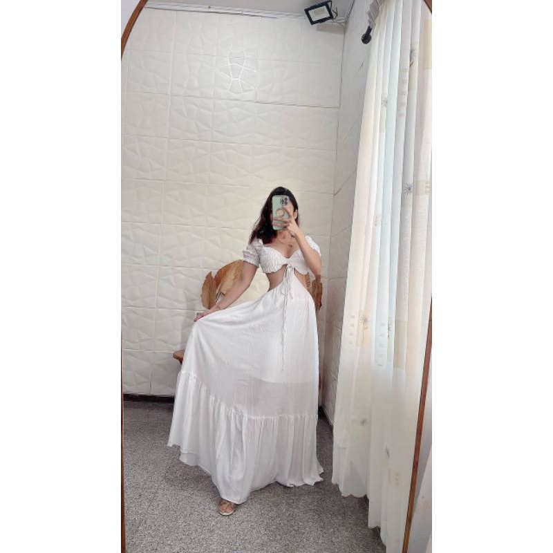 Pricilla dress/dress cantik/maxi dress motif/maxi dress bunga-bunga/dress putih polos