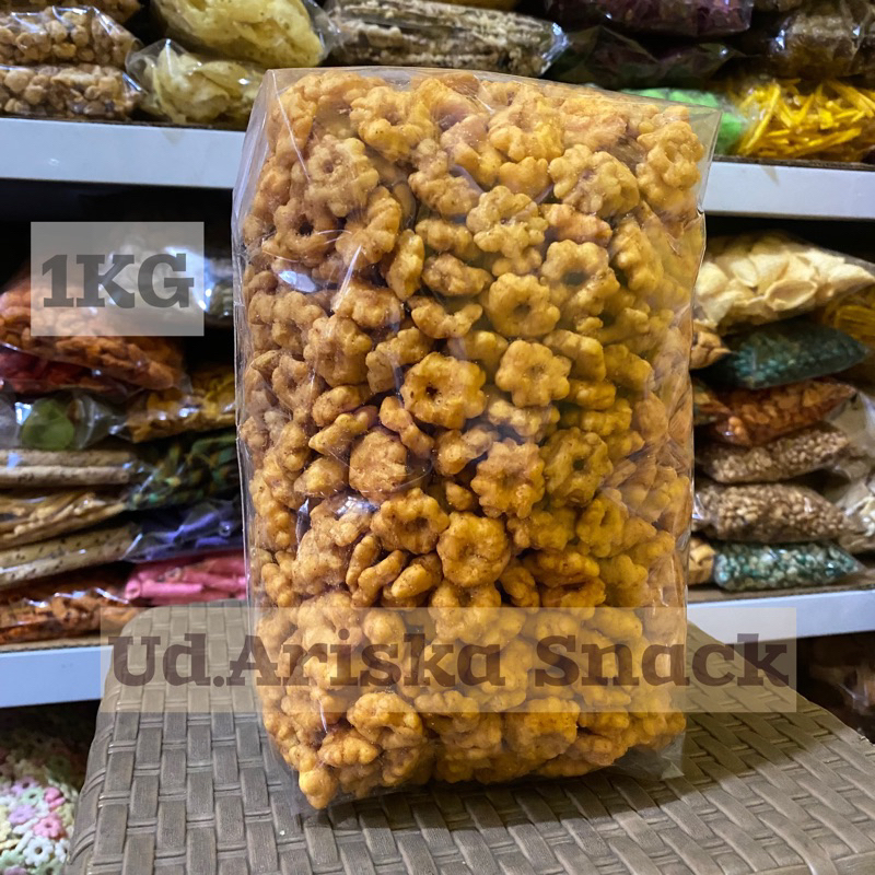 

1KG Snack Sakura Kembang Ribut Gurih Asin ARISKA SNACK