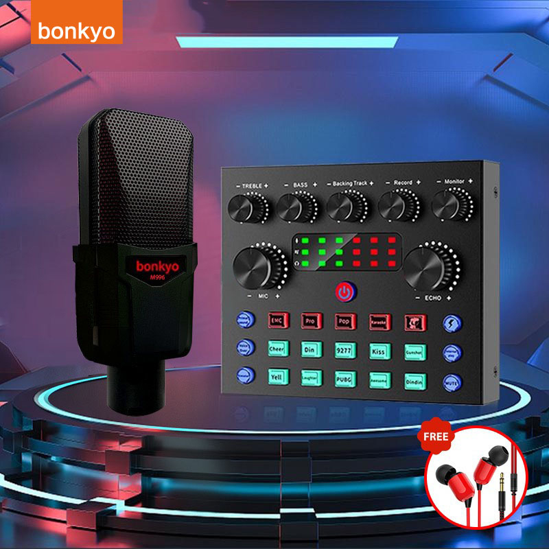 V8S+M996+ Headphone Berkabel 3m  SoundCard set Bluetooth Audio Usb External - Sound Card