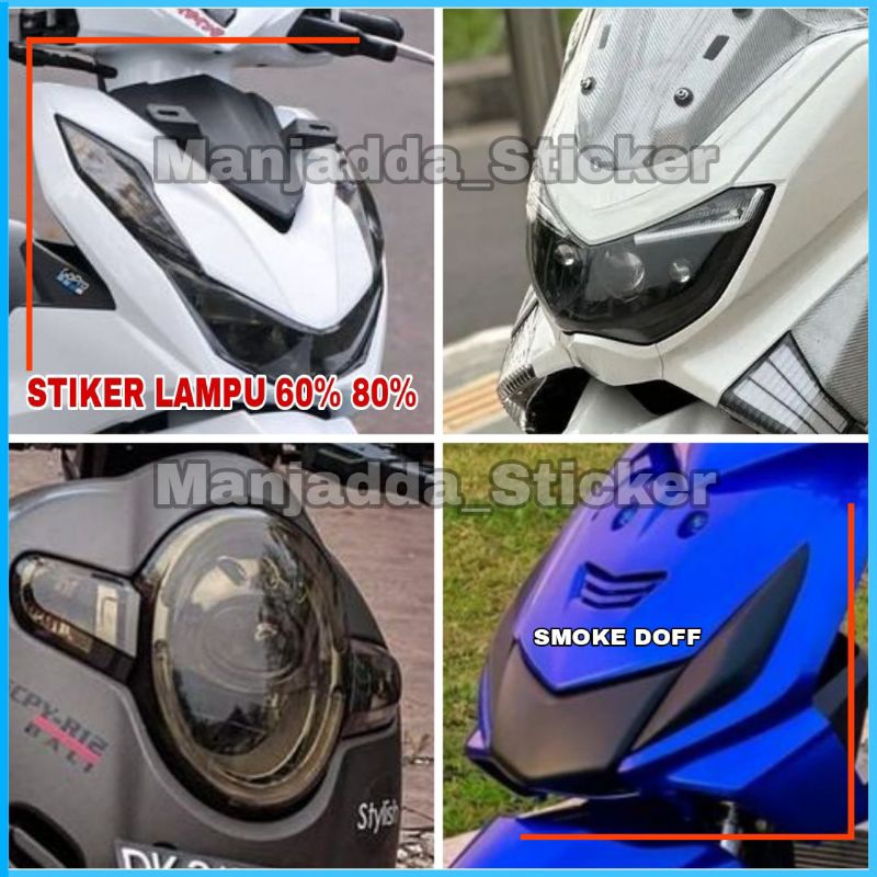 Stiker lampu skotlet headlamp hitam transparan smoke 60% 80% untuk motor mobil