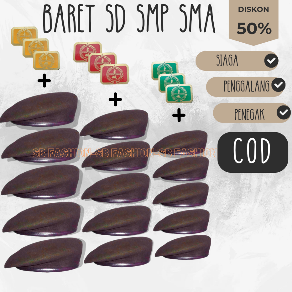 topi baret pramuka anak laki laki putra siaga penggalang penegak sd smp sma / topi baret pramuka sma
