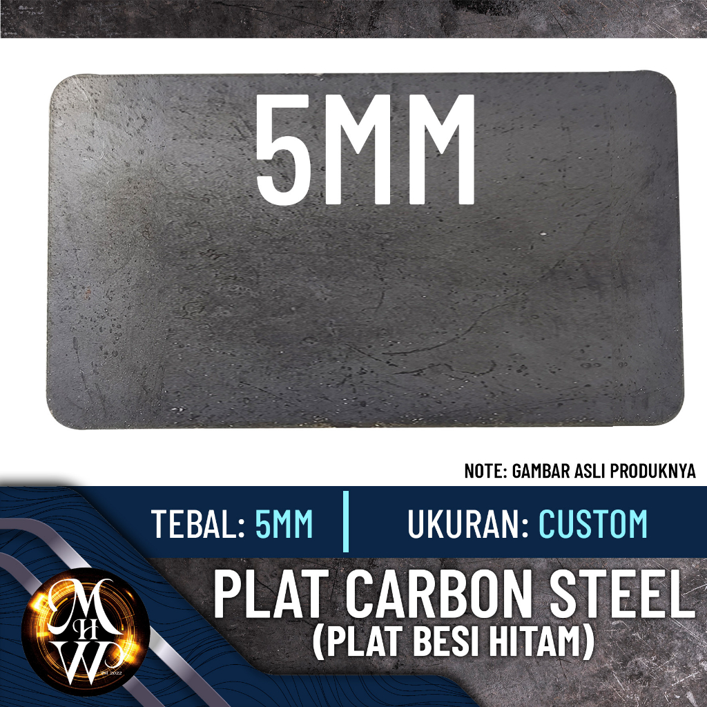 Plat Besi / Carbon Steel -- Tebal 5mm -- Custom (Kelipatan 10cm x 10cm)