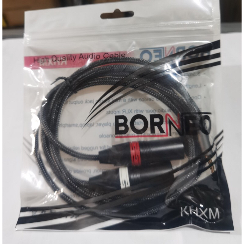 Kabel input Hp ke mixer jack 3.5mm to 2 canon xlr male Borneo