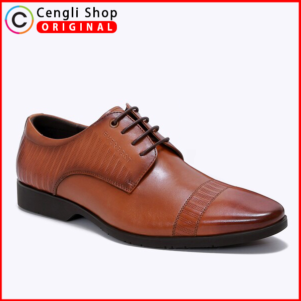 SEPATU FORMAL EVERBEST PRIA ORIGINAL PANTOFEL KULIT ASLI COKLAT EM58