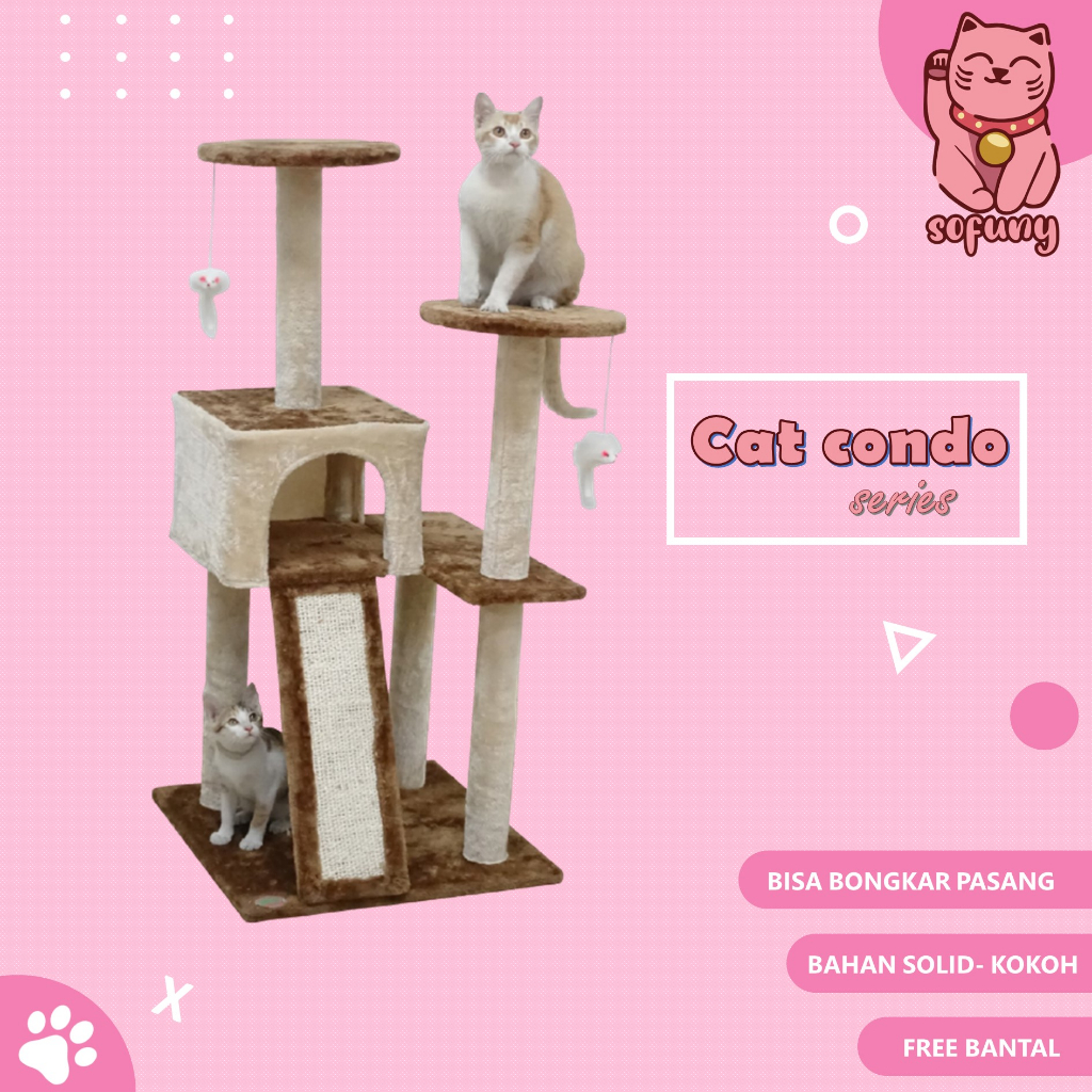 Sofuny Cat Tree / Cat Condo / Kandang Kucing / Garukan Kucing / Cat Tower / Rumah Kitten Persia / Ma