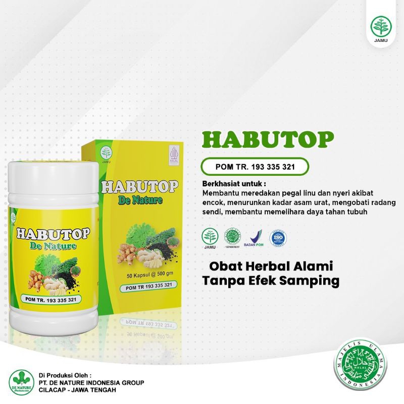 

HABUTOP OBAT HERBAL RAMUAN ARAB DE NATURE ISI 100 KAPSUL