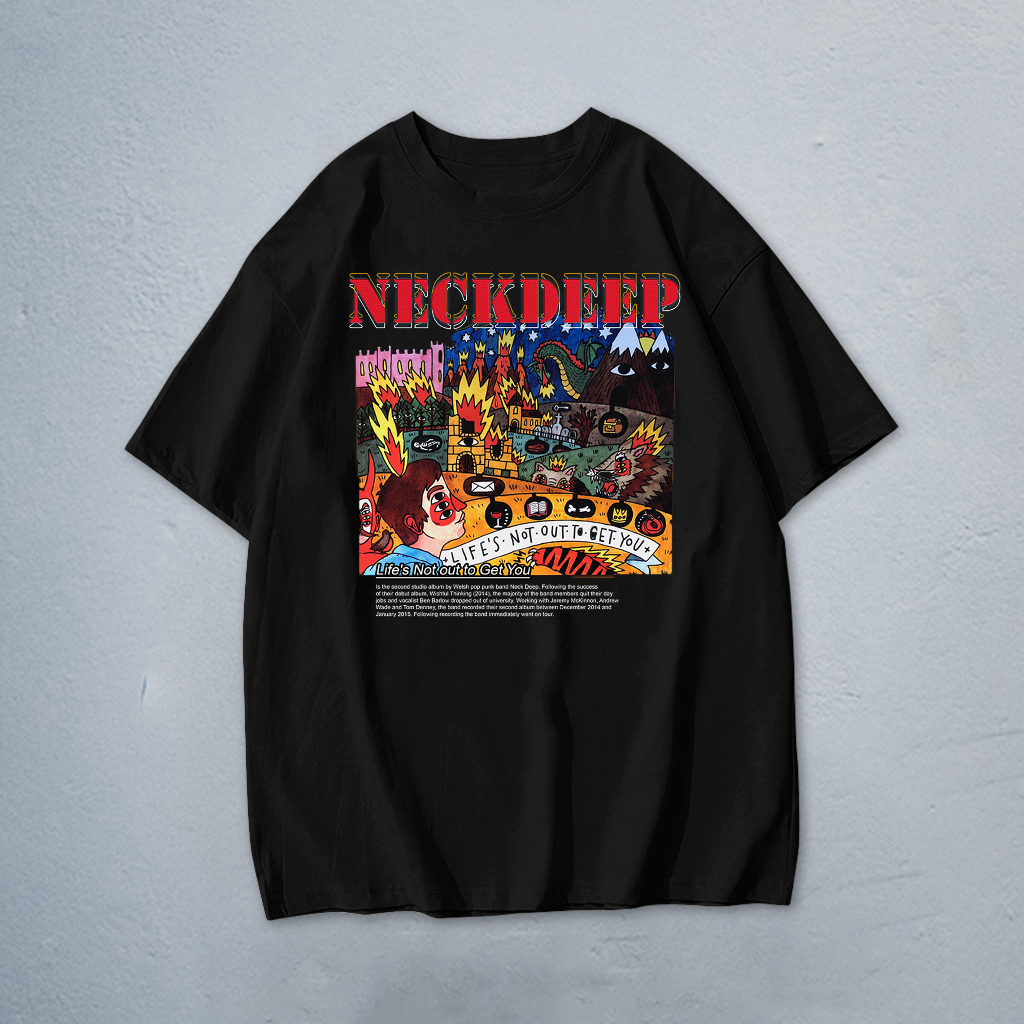 Kaos Oversize Band Pria Hitam Neckdeep Tshirt Reguler