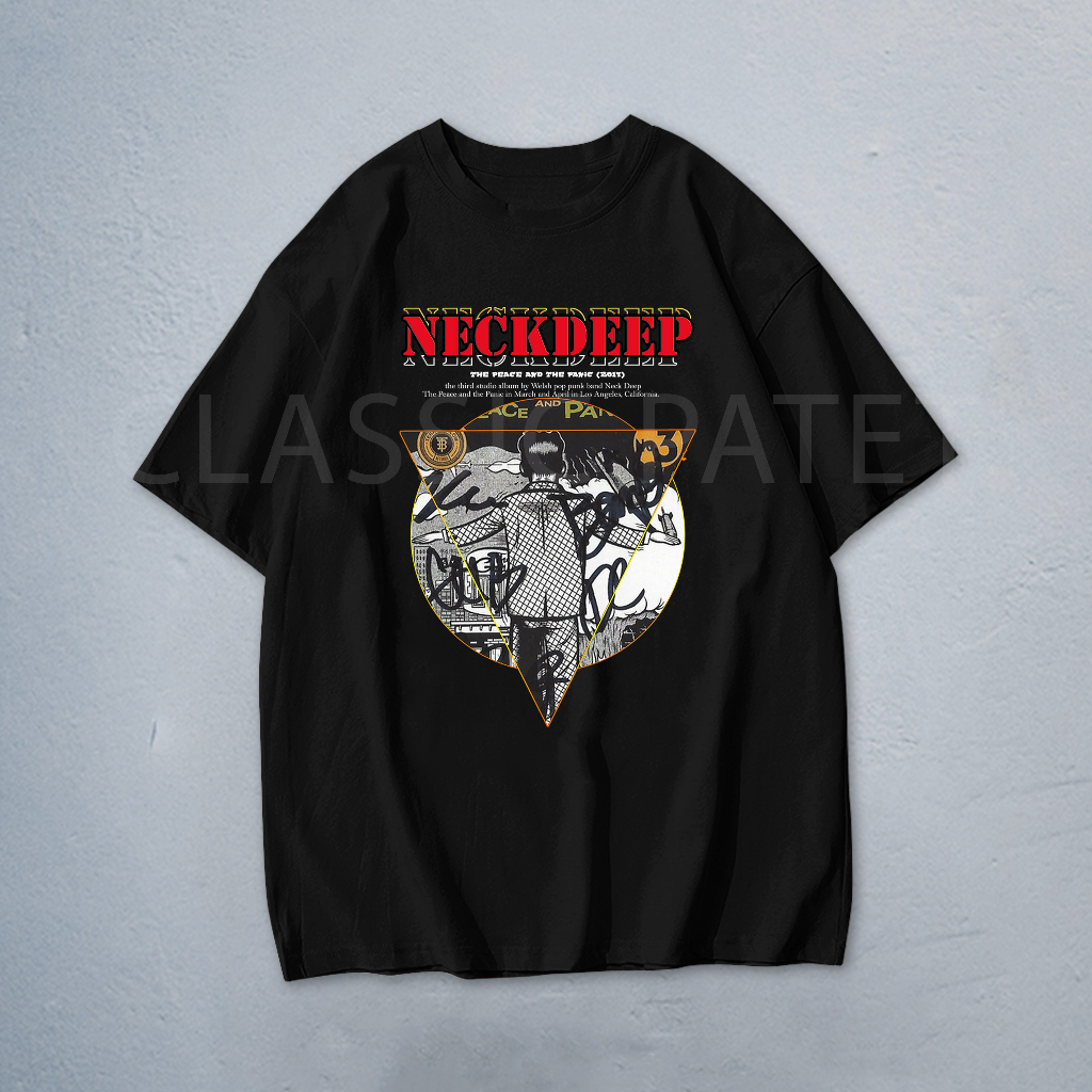 Kaos Oversize Band Pria Hitam Neckdeep Tshirt Reguler