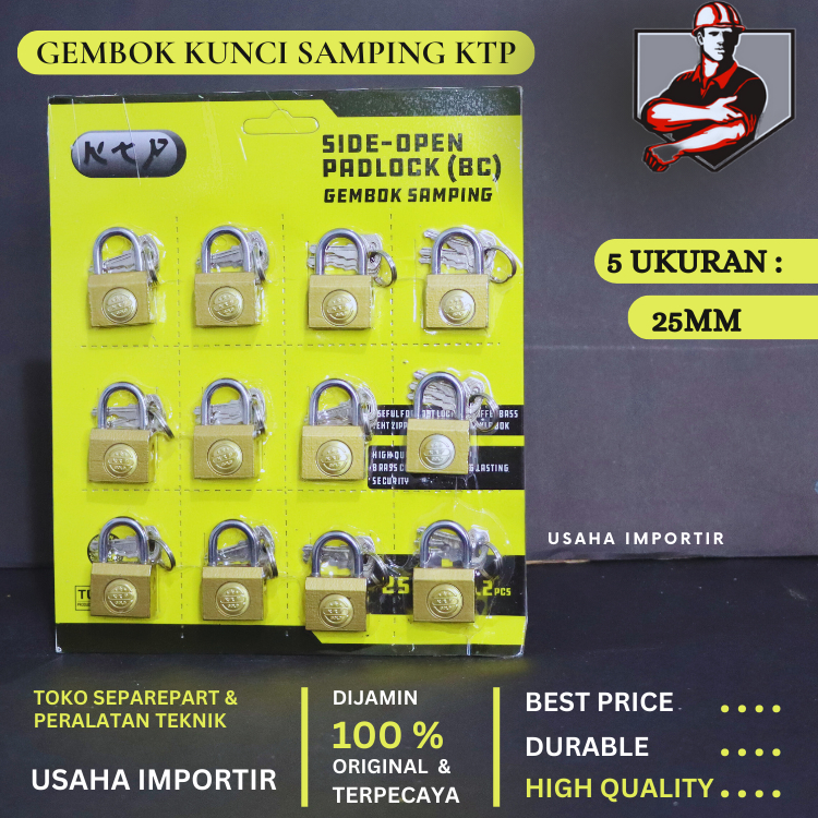 Jual Gembok Samping KTP Padlocks 25 mm Kunci Kuningan Gembok Samping 25mm | Gembok Koper | Gembok Ta