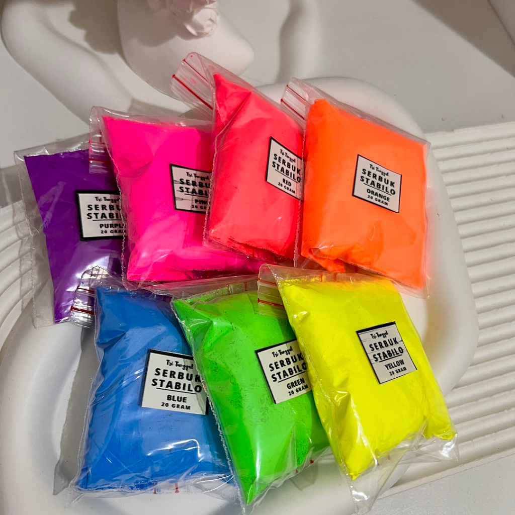20gr Pigmen Bubuk Stabilo 20 gr Hias Dekorasi Art Seni Slime Fluorecent Halus Recine Deco Serbuk Pew
