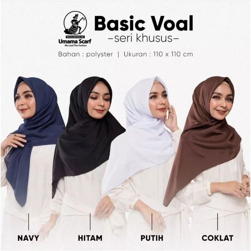 Hijab Segiempat Basic Voal Umama Seragam Sekolah/hijab umama[Makassar]