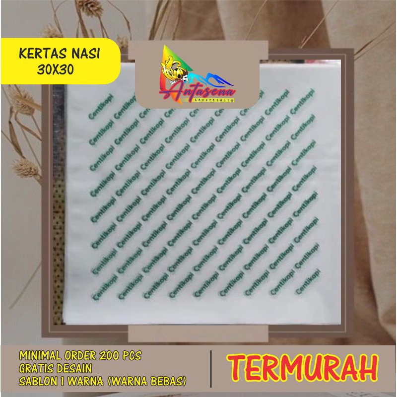 

PROMO!! Sablon Kertas Nasi / Kertas Burger Custom 2 Warna || Harga Satuan || Ukuran 25x27 & 30x30 || Free Desain