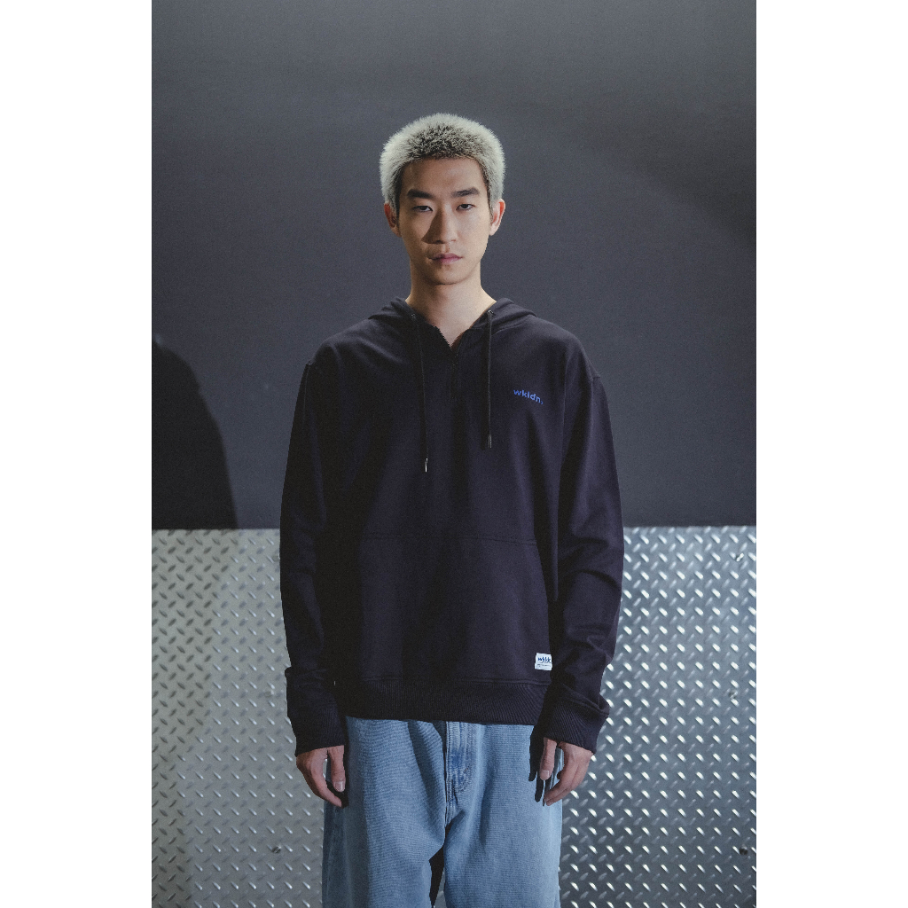 Will K London "WKLDN" Half Zip Pullover Hoodie in Black