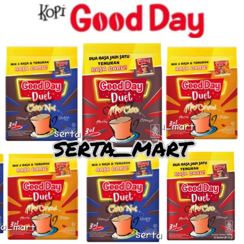 

Kopi Good Day Duet Choco Nut / Moca Caramel / Moca Choco 5's x 22gr - Kopi Goodday Duet